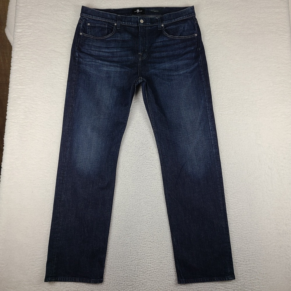 7 For All Mankind Jeans Mens 38x34 Blue Austyn Straight Leg Dark Wash 7FAM Denim